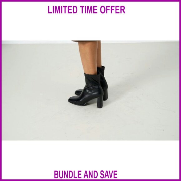 Women's Chunky Block Heel Ankle Boots Square Toe Side Zipper Booties - Picture 8 of 8